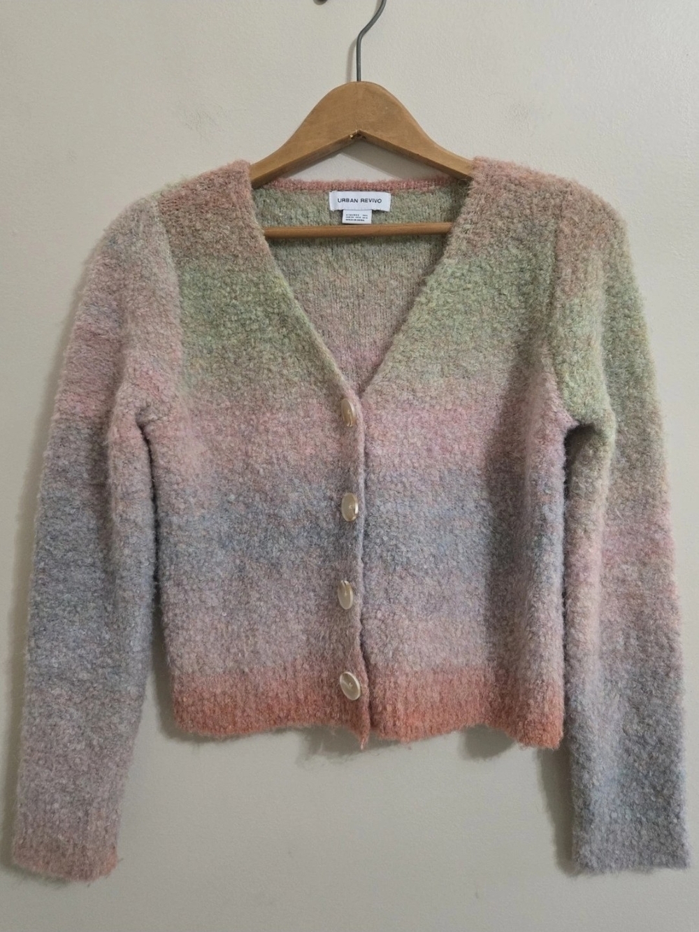 Womens Urban Revivo Ombre V-Neck Knitted Cardigan Size 4 NWOT Sunset Gradient